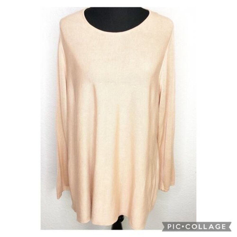 Eileen Fisher peach apricot light orange silk blend tunic sweater size 2X